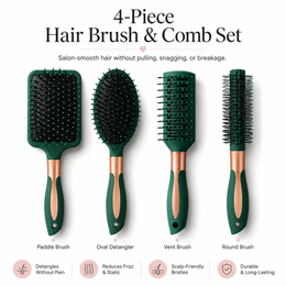 4-Piece Detangling Hair Brush Set