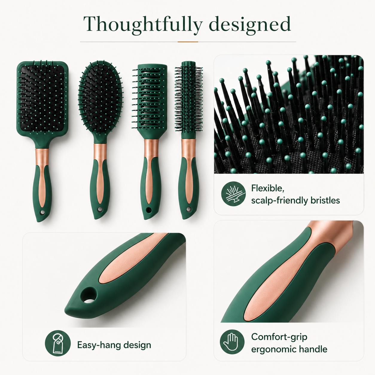 4-Piece Detangling Hair Brush Set