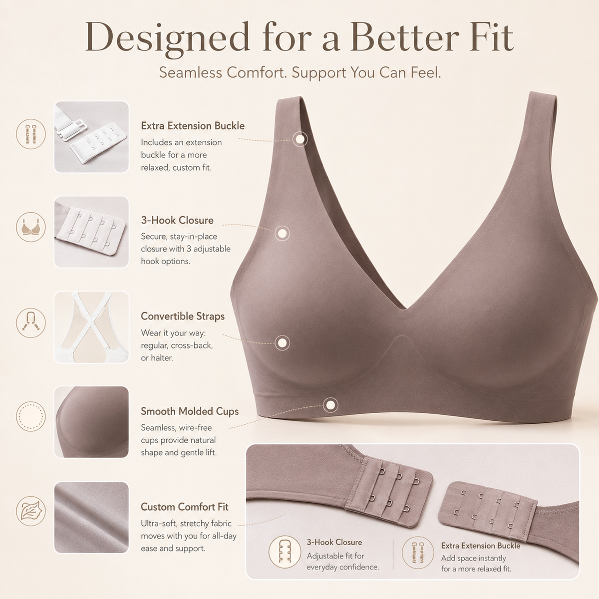 SLETTA Seamless Wire-Free Comfort Bra