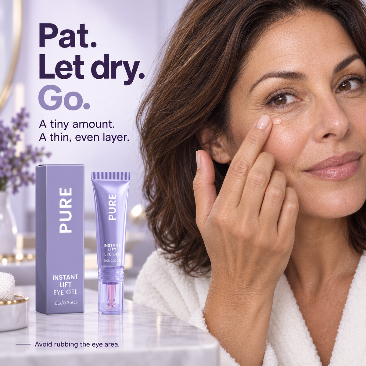 PURE Instant Lift Eye Gel 10g — illustrated application